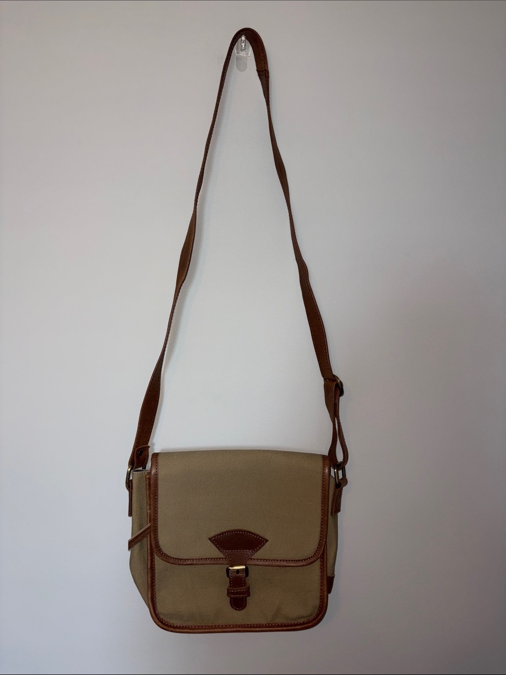 United By Blue Khaki Canvas and Brown Crossbody Bag